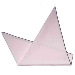 Vintage Large Cotton Pocket Square Pink with Black Border 17" X 17" Men's